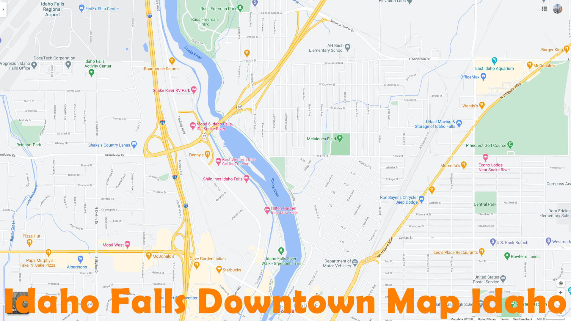 Idaho Falls Downtown Map Idaho